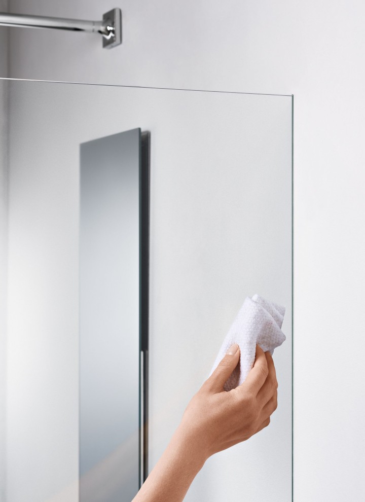 Shower is cleaned by hand