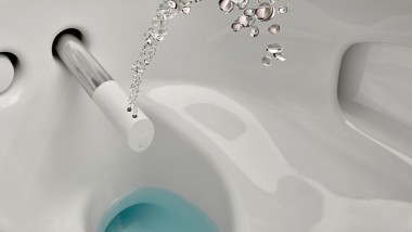 Geberit AquaClean, shower toilet with spray nozzle.