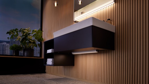 Mirror cabinet with light strip