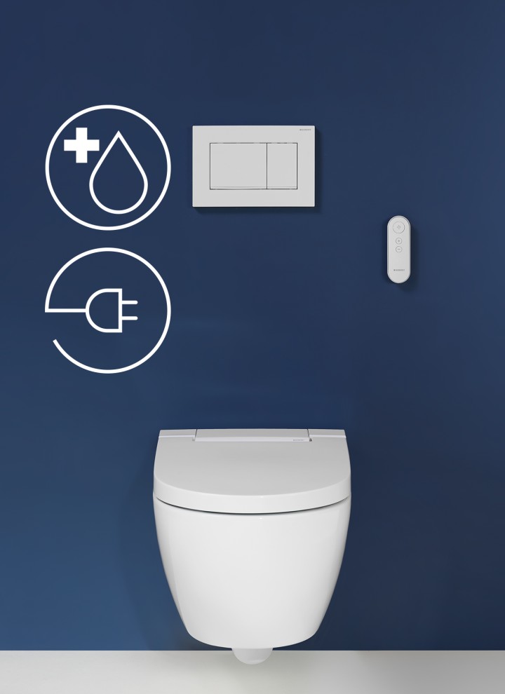 Geberit AquaClean shower toilets require a power and water connection