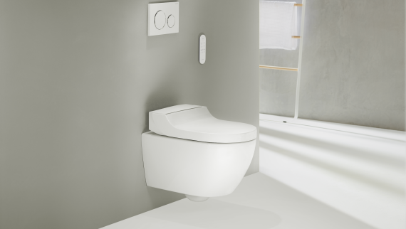 Geberit AquaClean Tuma shower toilet with flexible attachment