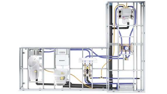 Prefabricated Geberit GIS system wall with components