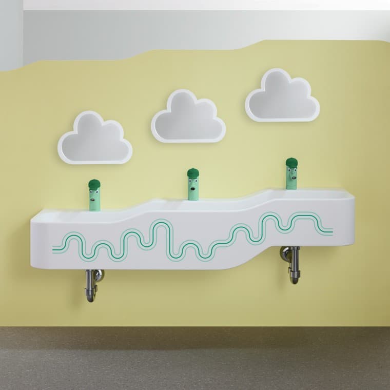 Geberit Bambini play and washspace in forest green and light green Geberit Bambini play and washspace in forest green and light green